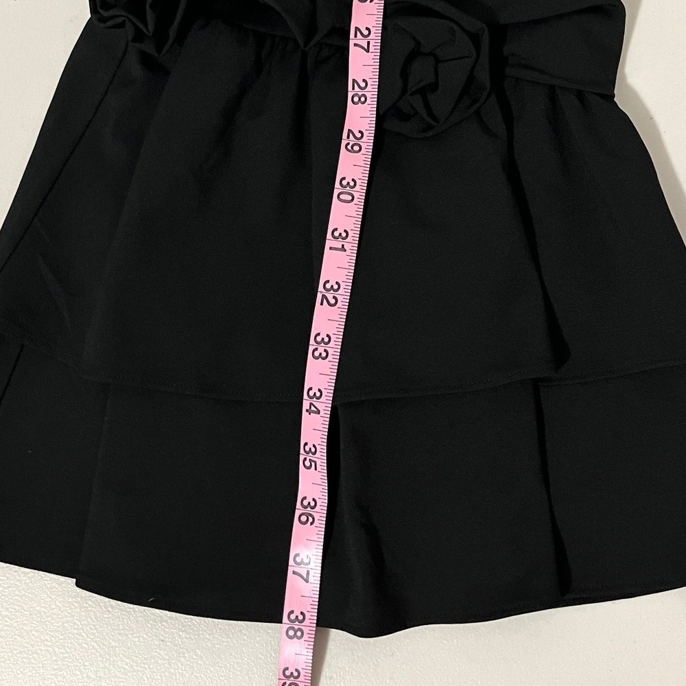Alexa Admor Black Long Sleeve Rosette Ruffle Mini Dress Size Large - Picture 12 of 13